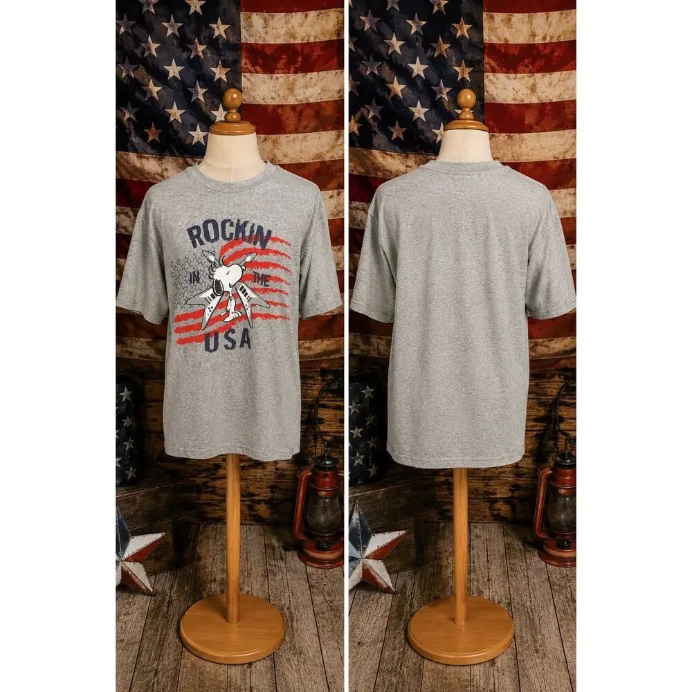 Vintage Snoopy Rockin In The USA Patriotic T-Shirt Men’s XL
